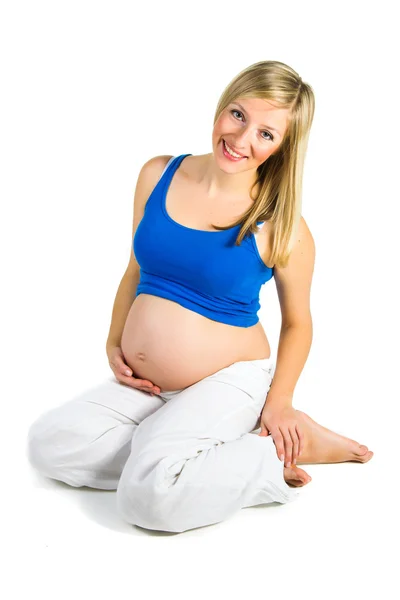 Femme enceinte isolée sur blanc — Photo