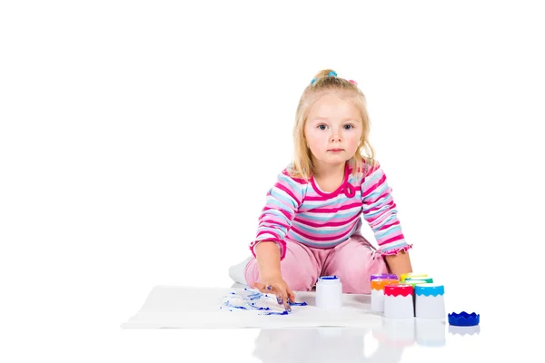 Pintura infantil com dedos isolados em branco — Fotografia de Stock