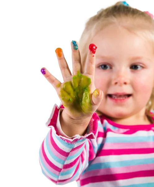 Дитячий малюнок з пальцями ізольовано на білому — стокове фото