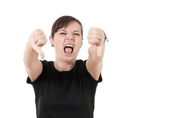 Portrait of a woman looking disgusted — Stock Photo, Image