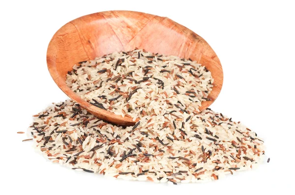 Arroz selvagem e tigela de bambu Imagem De Stock