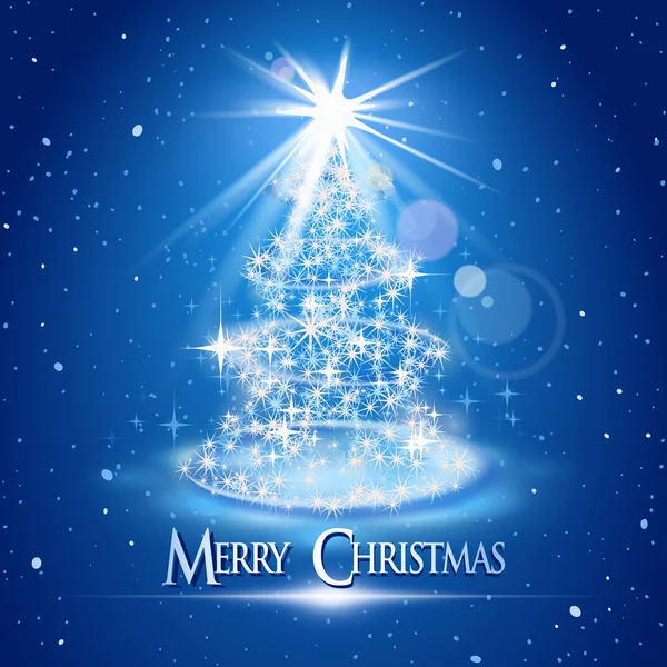 Vánoční strom a světle modré pozadí — Stockový vektor