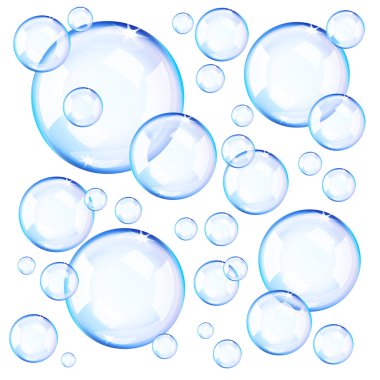 Transparent blue soap bubbles clipart