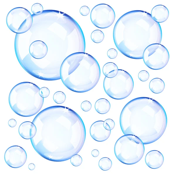 Bulles de savon bleu transparent — Image vectorielle