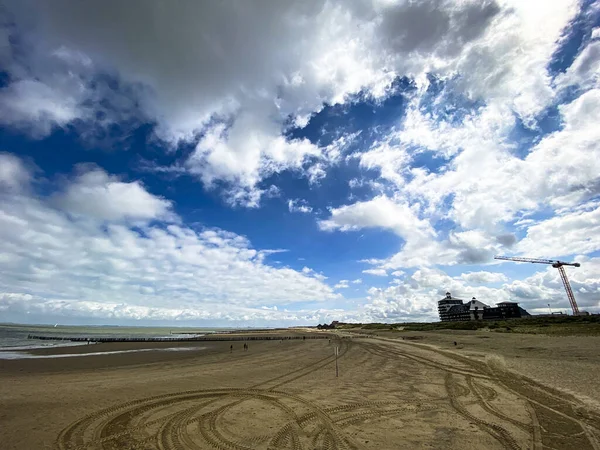 Olhando Para Praia Cadzand Holanda — Fotografia de Stock