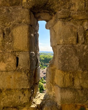 Looking through the walls of the citadel of Carcassonne
