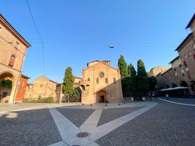 On the square in front of the Basilica di Santo Stefano in Bologna, Italy