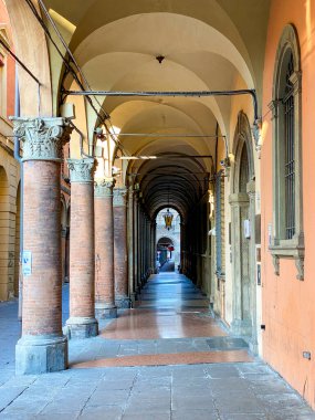 View of the streets in the old city of Bologna, Italy
