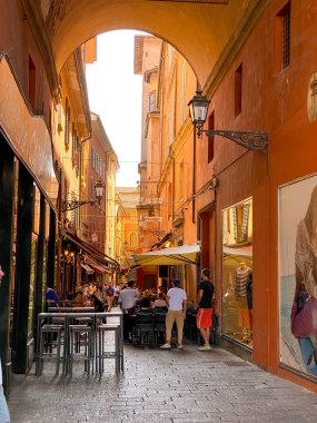 View of the streets in the old city of Bologna, Italy
