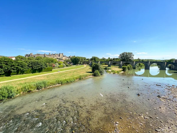 View Pont Vieux Citadel Carcassonne France — Fotografia de Stock