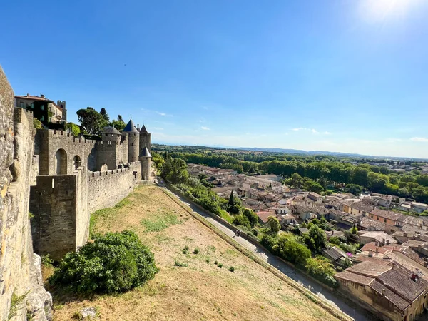 Άποψη Της Πόλης Και Της Ακρόπολης Της Carcassonne Στη Γαλλία — Φωτογραφία Αρχείου