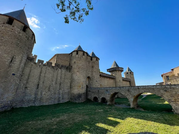 Bridge Leading Castle Citadel Carcassonne France — Foto de Stock