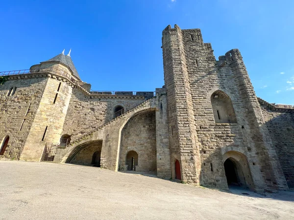 Stairs Leading Tower Citadel Carcassonne France — Fotografia de Stock