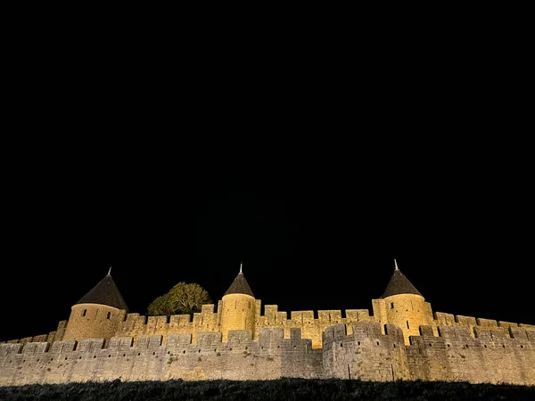Night Time View Citadel Carcassonne France — Foto de Stock
