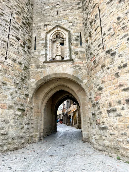 Entrance Gate Citadel Carcassonne South France — Foto de Stock