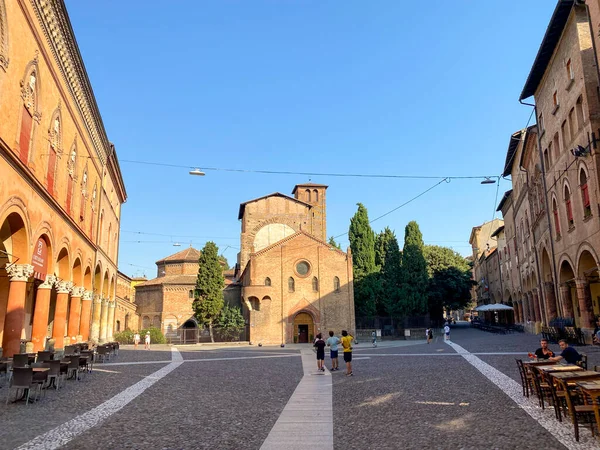 On the square in front of the basilica di Santo Stefano in Bologna Italy