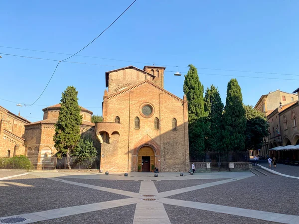 On the square in front of the Basilica di Santo Stefano in Bologna, Italy