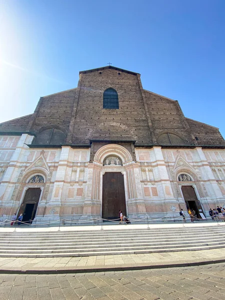 Basilica San Petronio Downtown Bologna Italy — Foto de Stock