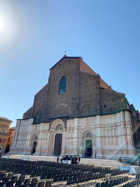 Basilica San Petronio Downtown Bologna Italy — Stok fotoğraf