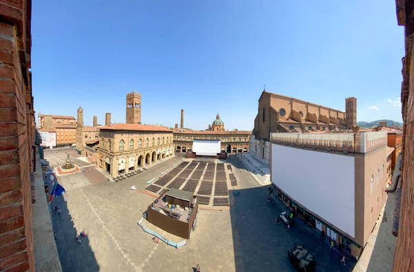 High Angle View Piazza Maggiore Downtown Bologna Italy — Stockfoto