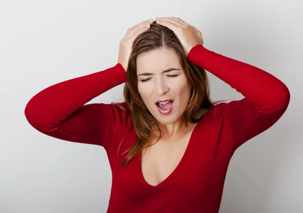 Woman with a headache — Stock Photo, Image