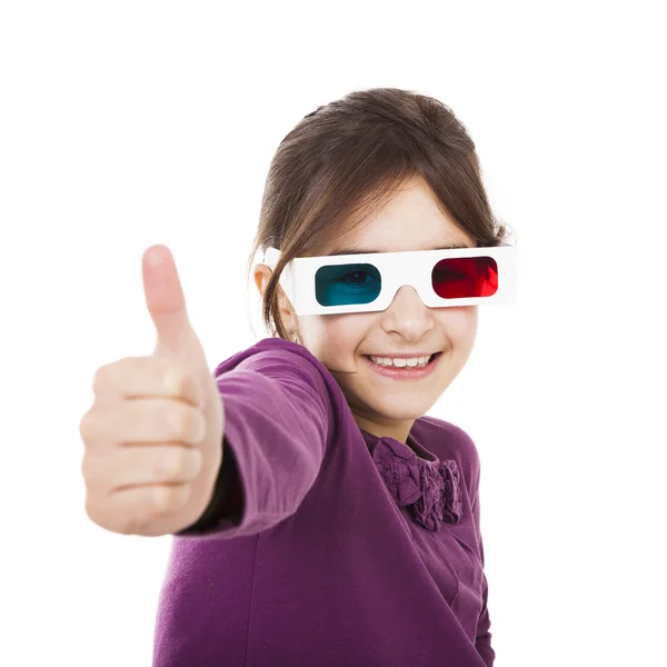 Meisje met 3D-bril — Stockfoto