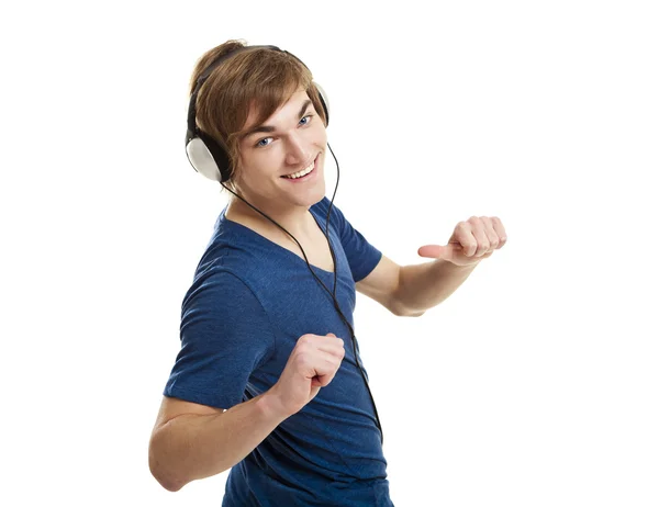 Listen music with headphones — Stock Photo, Image