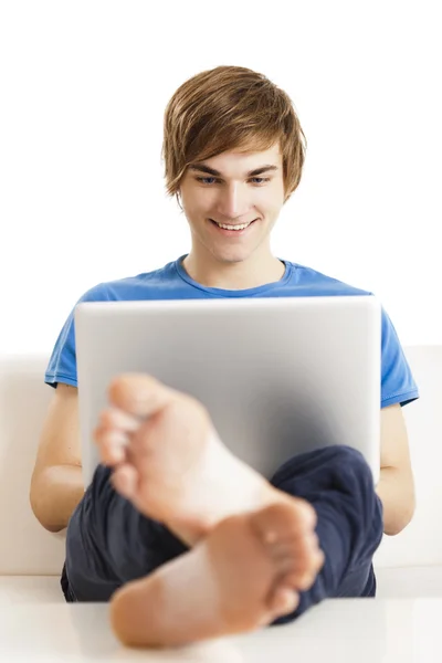 Happy man with a laptop — Stock Photo, Image