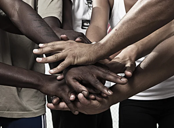 Handen samen in de Unie — Stockfoto