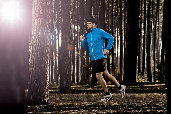 Runing in het forest — Stockfoto