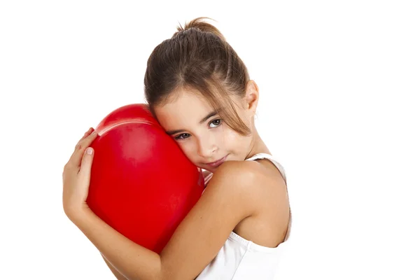 Dziewczyna z czerwonym balonem — Zdjęcie stockowe