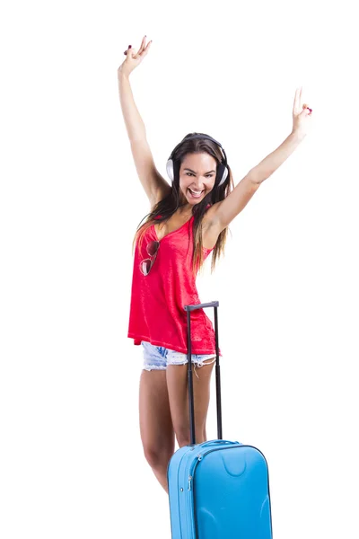 Happy woman going on vacation — Stock Photo, Image