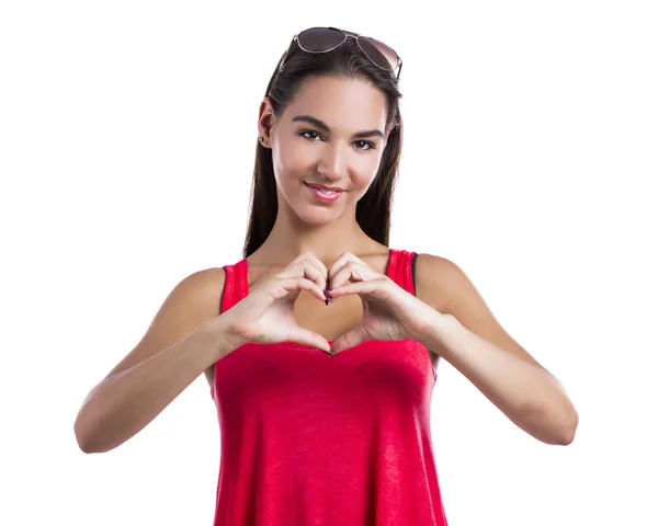 Making a heart symbol with hands — Stock Photo, Image