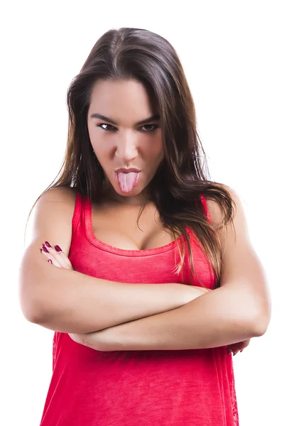 Girl with tongue off — Stock Photo, Image