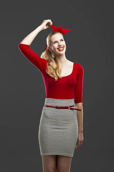 Woman in red — Stock Photo, Image