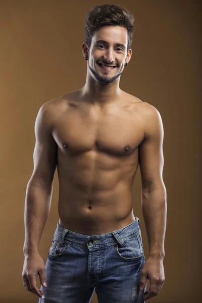 Shirtless male smiling — Stock Photo, Image
