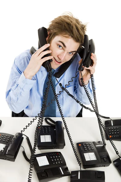 Answering multiple calls at the same time — Stock Photo, Image