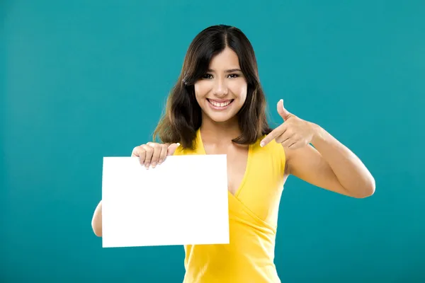 Holding a blank paper — Stock Photo, Image