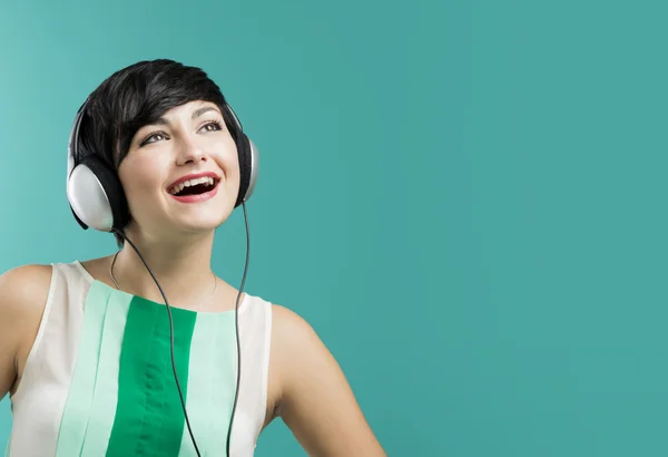 Girl listen music — Stock Photo, Image