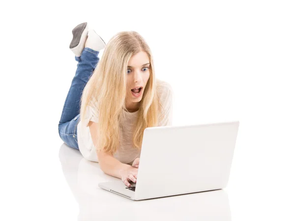 Woman working on a laptop — Stock Photo, Image