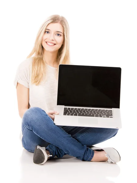 Woman working on a laptop — Stock Photo, Image