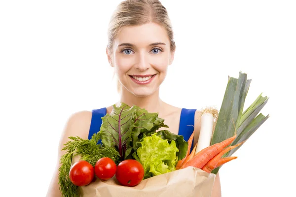 Mooie vrouw met groenten — Stockfoto