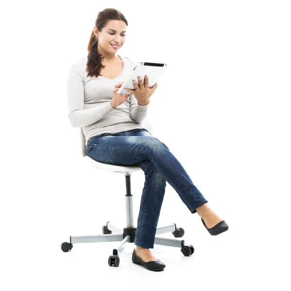 Female student with a tablet — Stock Photo, Image