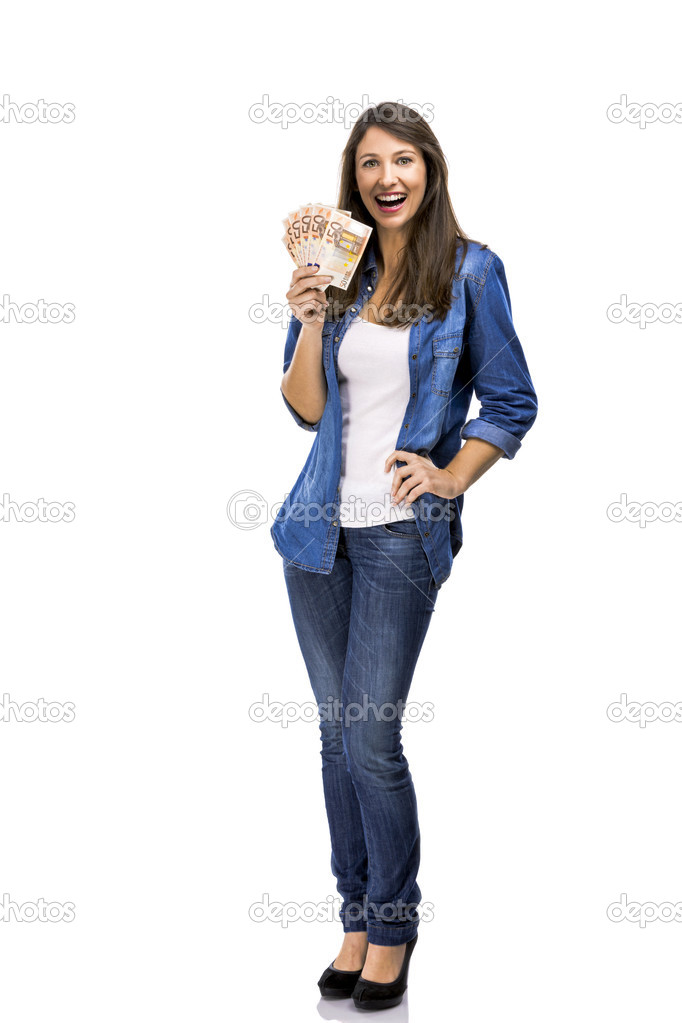 Woman holding some Euro