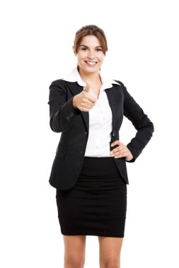 başparmak yukarıya ile iş kadını