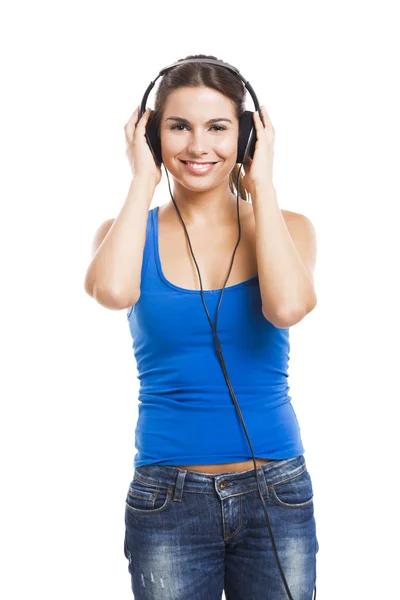 Woman listen music — Stock Photo, Image