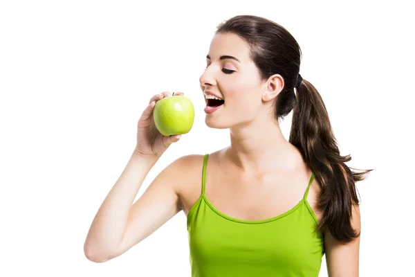 Healthy woman eating an apple — Stock Photo, Image