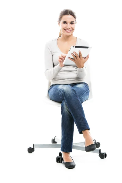 Female student with a tablet — Stock Photo, Image