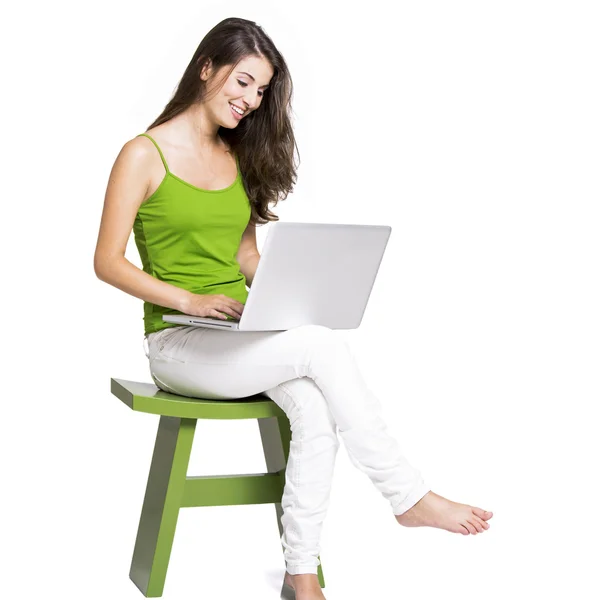 Working at home with a laptop — Stock Photo, Image