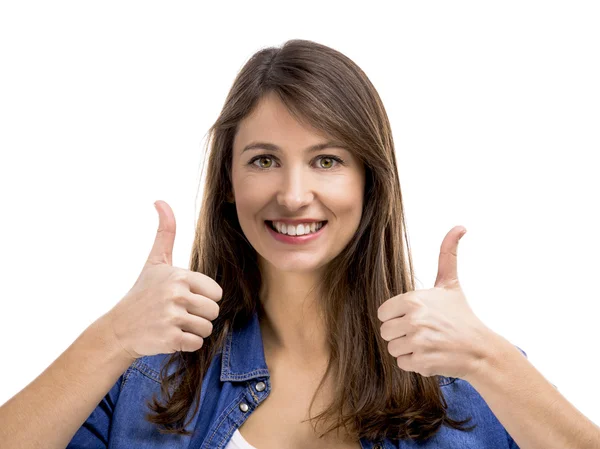 Woman with thumbs up — Stock Photo, Image